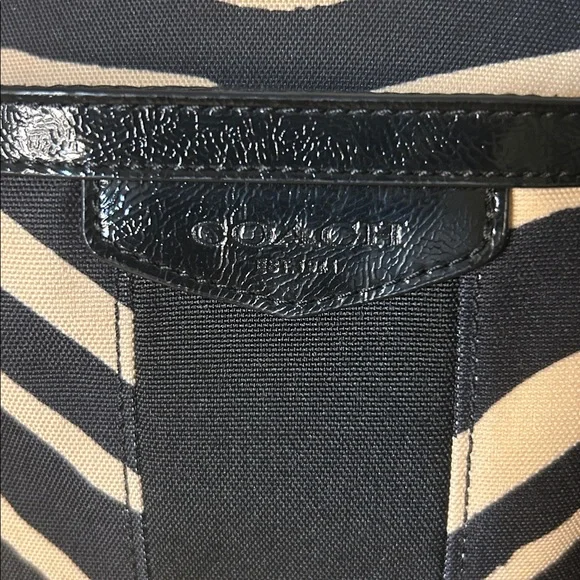 Coach Signature Stripe Zebra Tote Bag - Picture 5 of 10